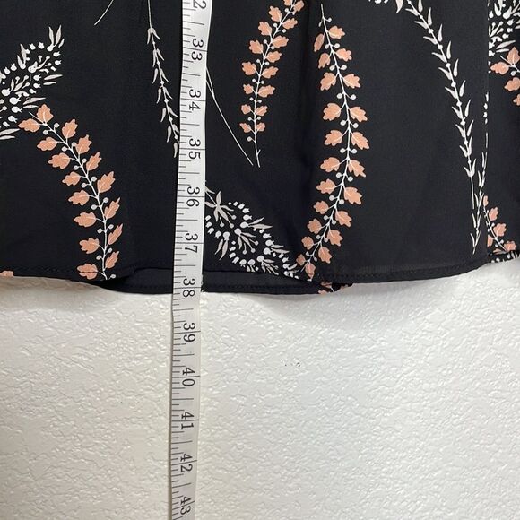 Chelsea28 Black Foral Drop Waist Bel Sleeve Dress Size M - Picture 9 of 9